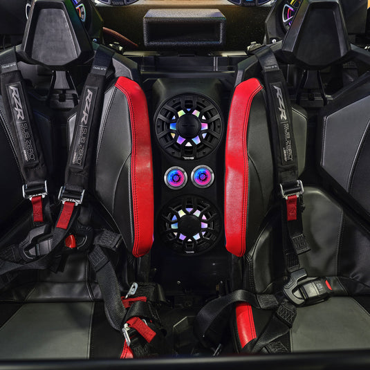 Polaris RZR Pro Waterfall Center Console Enclosure for 2020+ Models – Preloaded with 6.5" Speakers & 2.3" Tweeters | Digital LED Lights