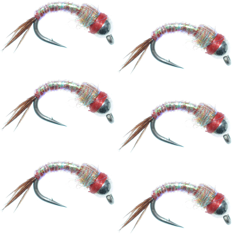 Load image into Gallery viewer, Bead Head Rainbow Warrior Nymph Fly Fishing Flies 6 Flies Hook Size 18
