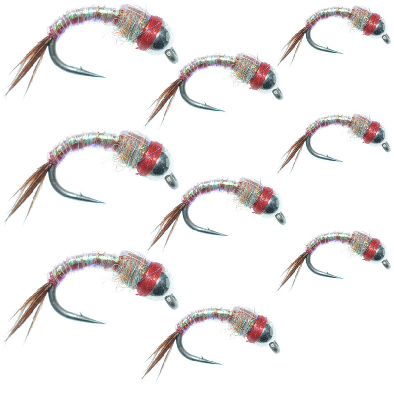 Load image into Gallery viewer, Bead Head Rainbow Warrior Midges -  3 Each of 3 Sizes 14, 16, 18
