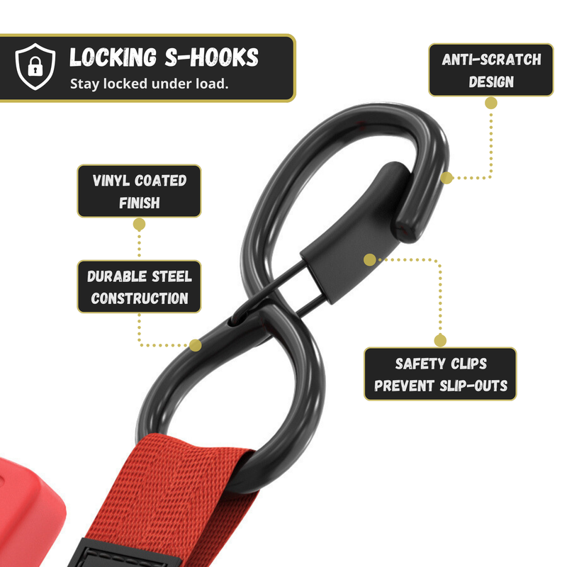 Load image into Gallery viewer, Retractable Ratchet Straps - 1" x 15 ft (1,760 lbs Break Strength) | Auto Self Retracting Cargo Tie Down Strap Set
