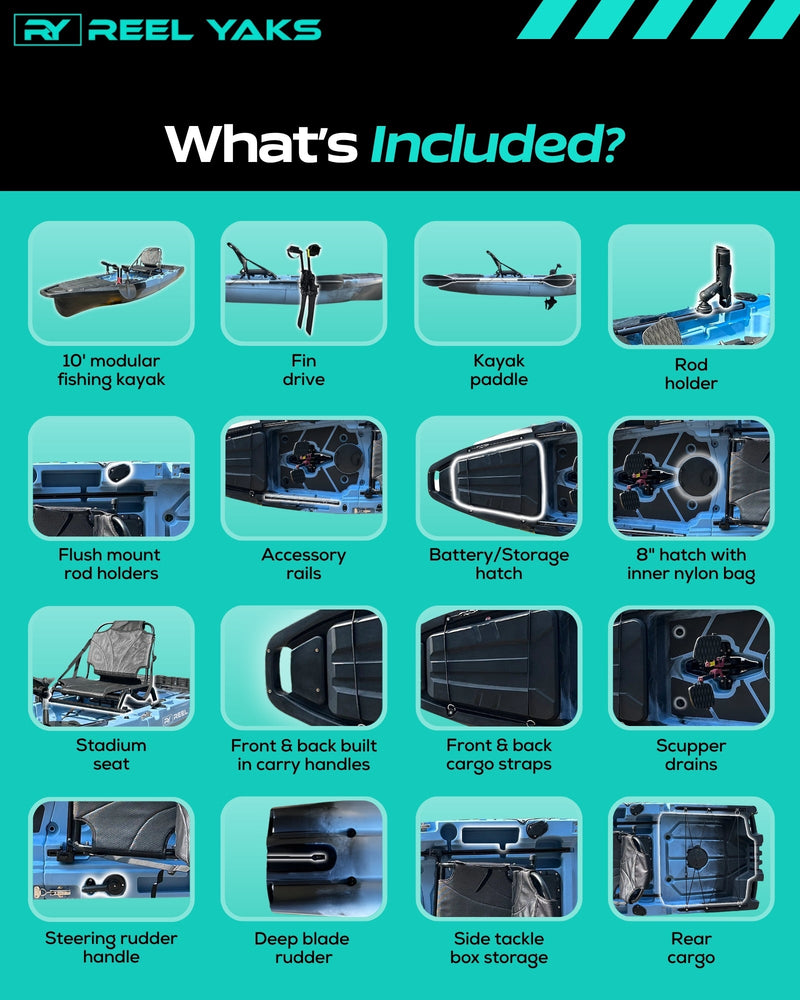Load image into Gallery viewer, Recon 10ft Fin Drive Modular Fishing Kayak
