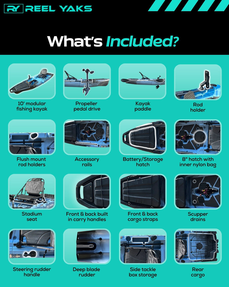 Load image into Gallery viewer, Recon 10ft Propeller Drive Modular Fishing Kayak
