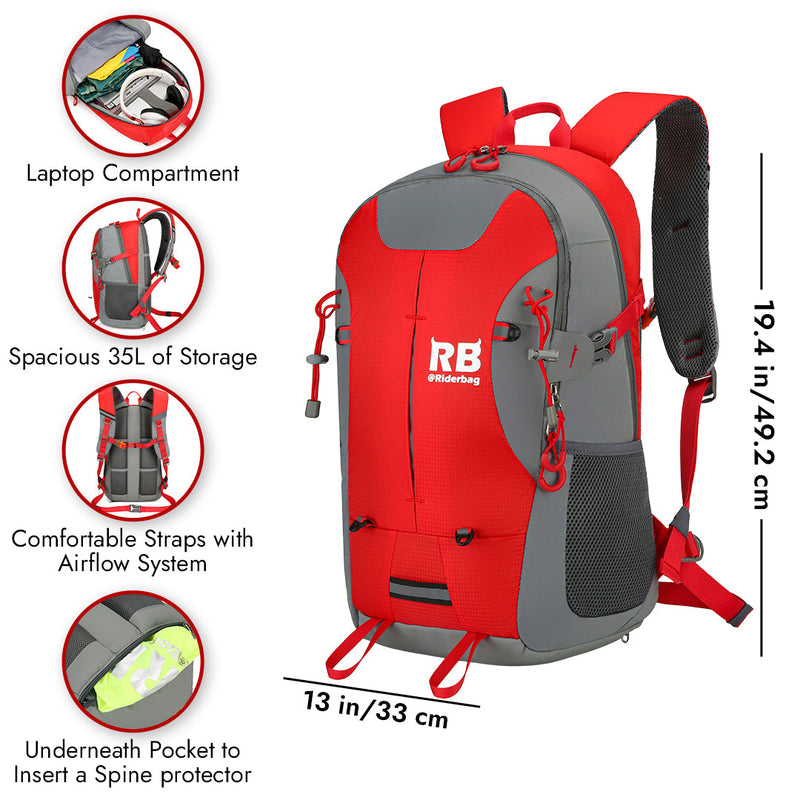 Load image into Gallery viewer, High Visibility Red Reflective Commuter Bike Backpack | Riderbag Reflektor35
