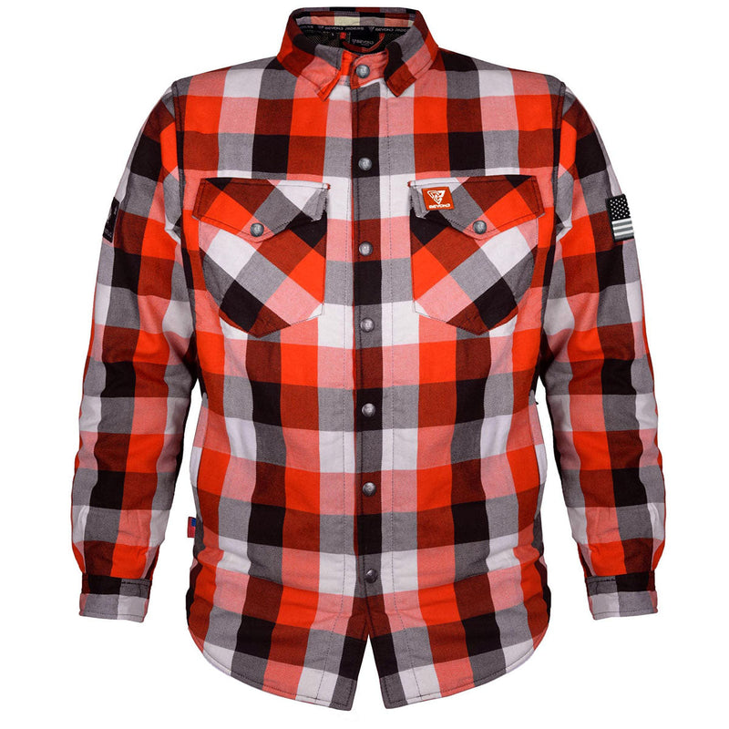 Load image into Gallery viewer, Protective Flannel Shirt - Red Black White Checkered with Pads
