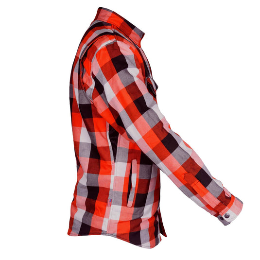 Protective Flannel Shirt - Red Black White Checkered with Pads