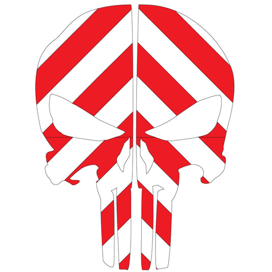 PUNISHER SKULL RED & WHITE CHEVRON REAR HELMET REFLECTIVE HELMET DECAL