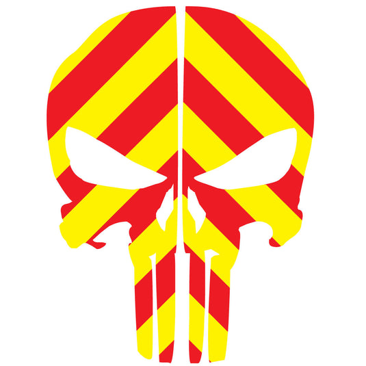 PUNISHER SKULL RED & YELLOW CHEVRON REAR HELMET REFLECTIVE HELMET DECAL