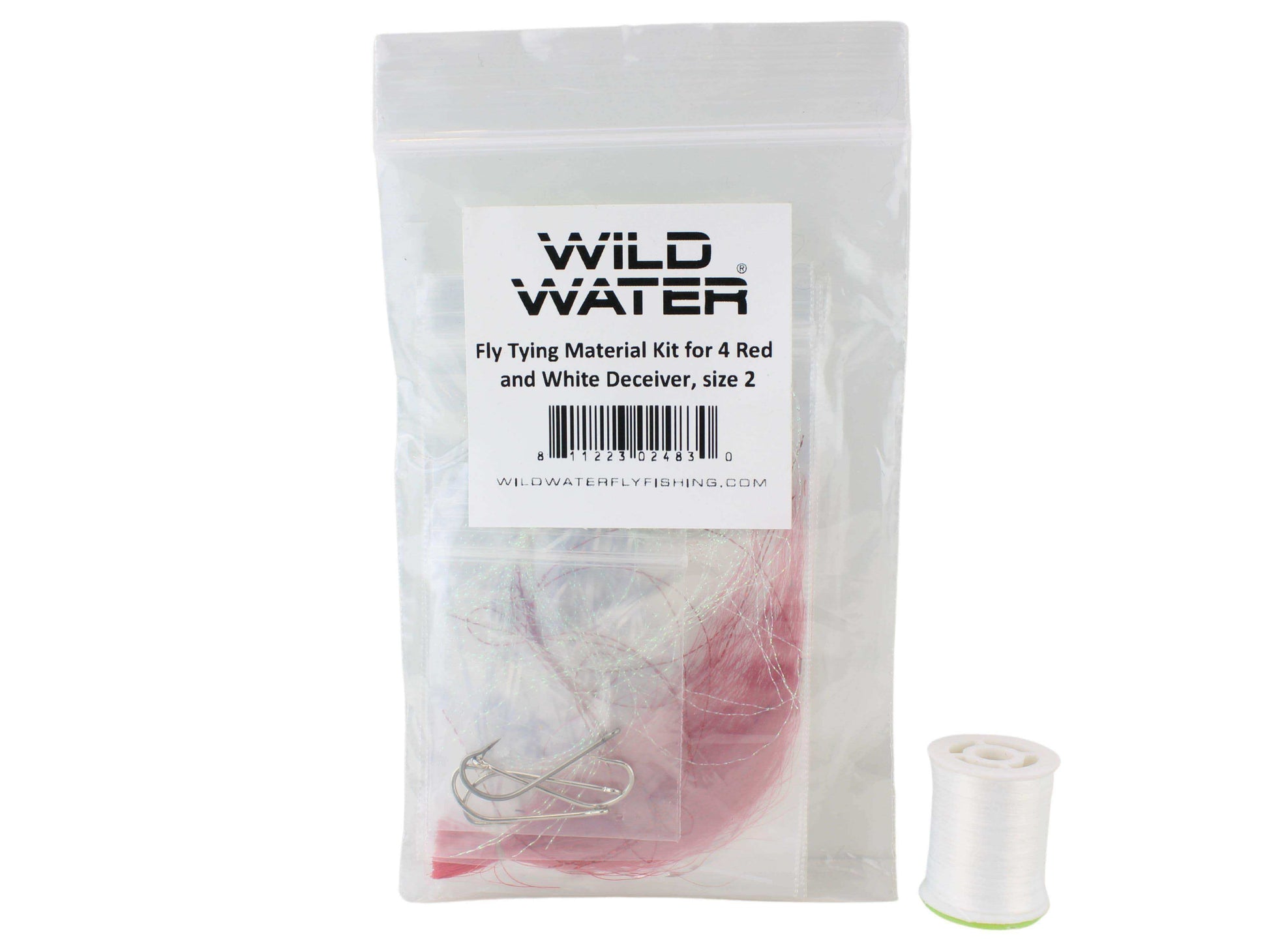 Red and White Deceiver Fly Tying Material Kit, size 2 | Wild Water Fly Fishing - Skoutley Outdoors LLC