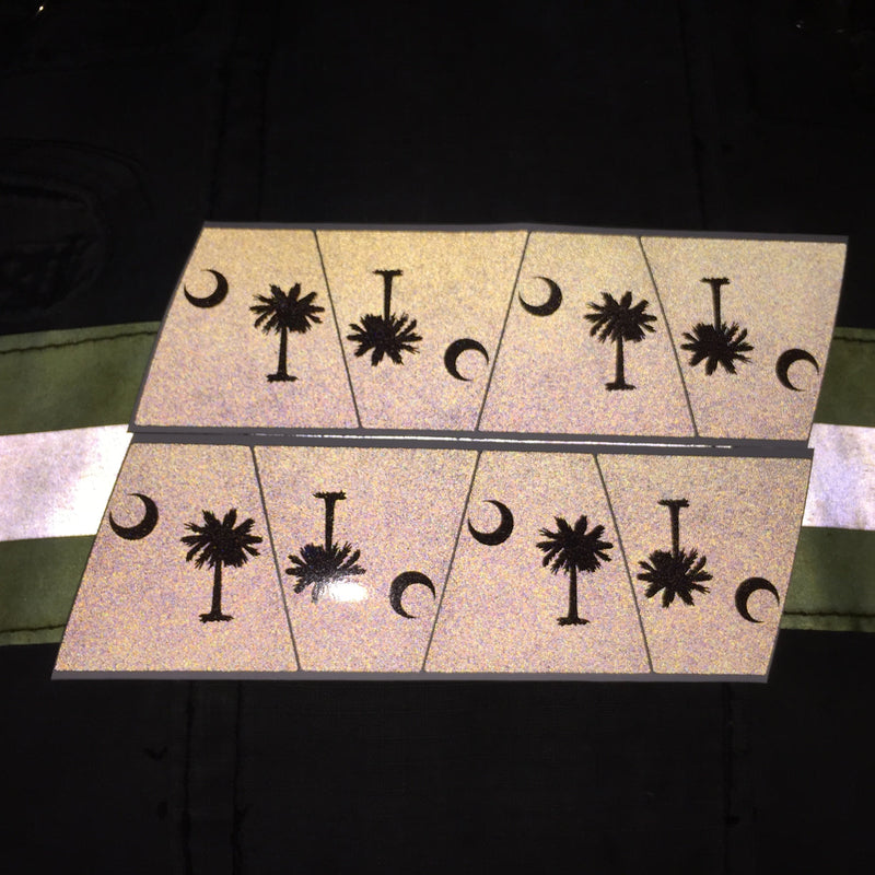 Load image into Gallery viewer, BLACKED OUT SOUTH CAROLINA FLAG REFLECTIVE HELMET (TET) TETRAHEDRON 8 PACK
