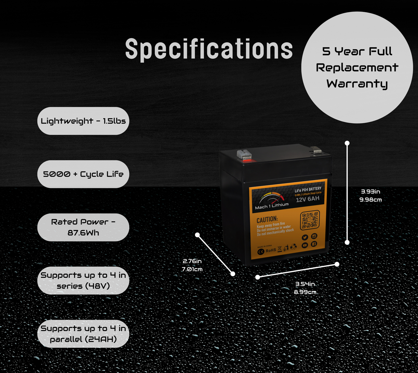12.8V 6AH LIFEP04 DEEP CYCLE BATTERY