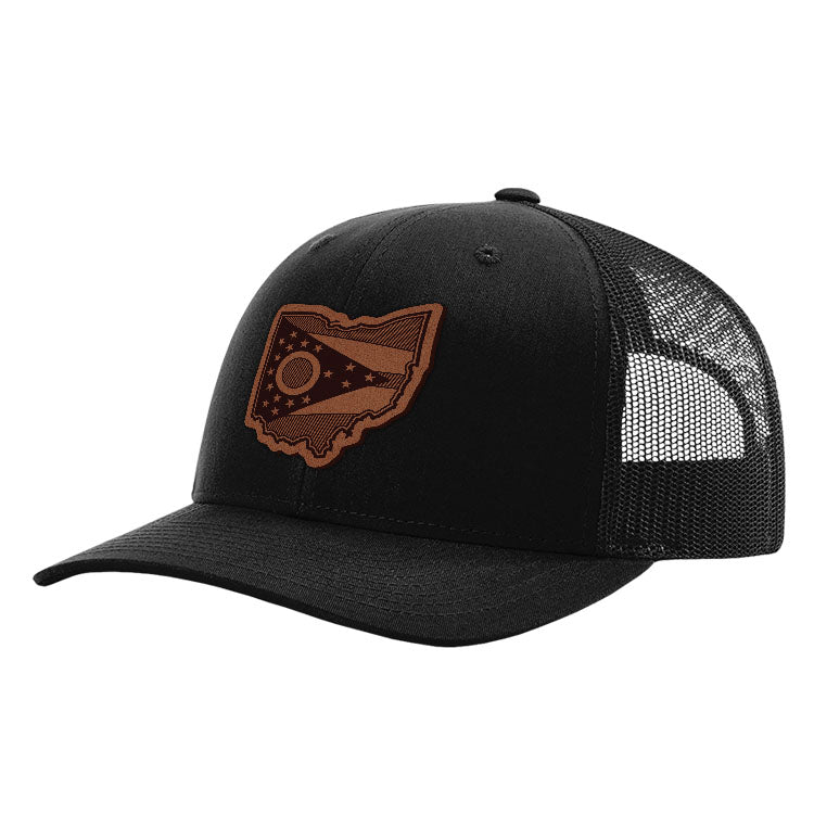 Load image into Gallery viewer, OH State Flag Leather Patch Hat
