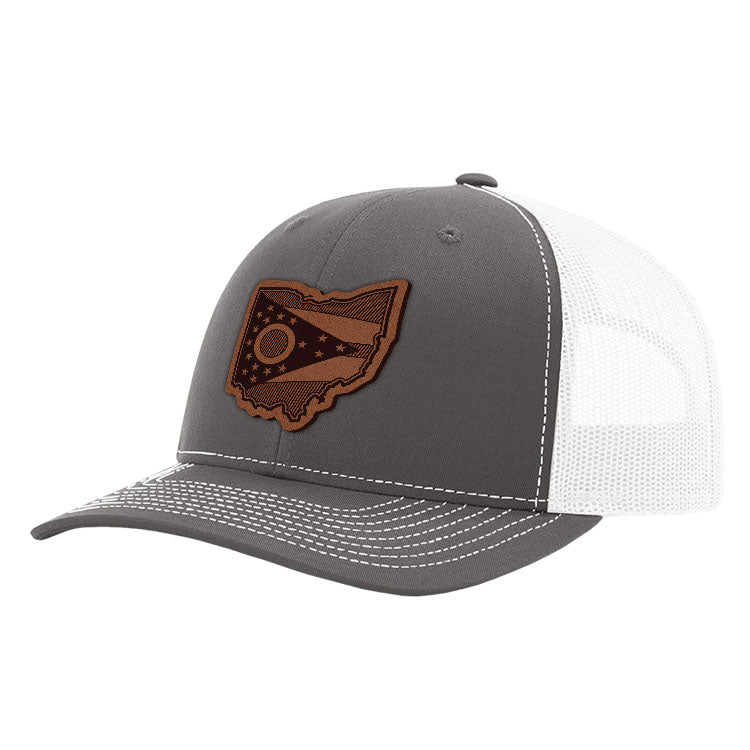 Load image into Gallery viewer, OH State Flag Leather Patch Hat
