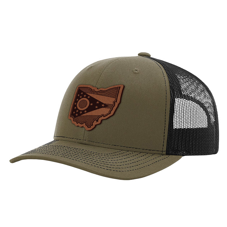 Load image into Gallery viewer, OH State Flag Leather Patch Hat
