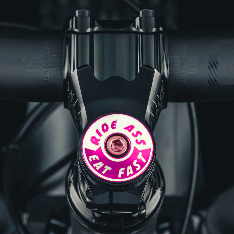 Load image into Gallery viewer, Ride Ass Eat Fast Bicycle Headset Cap
