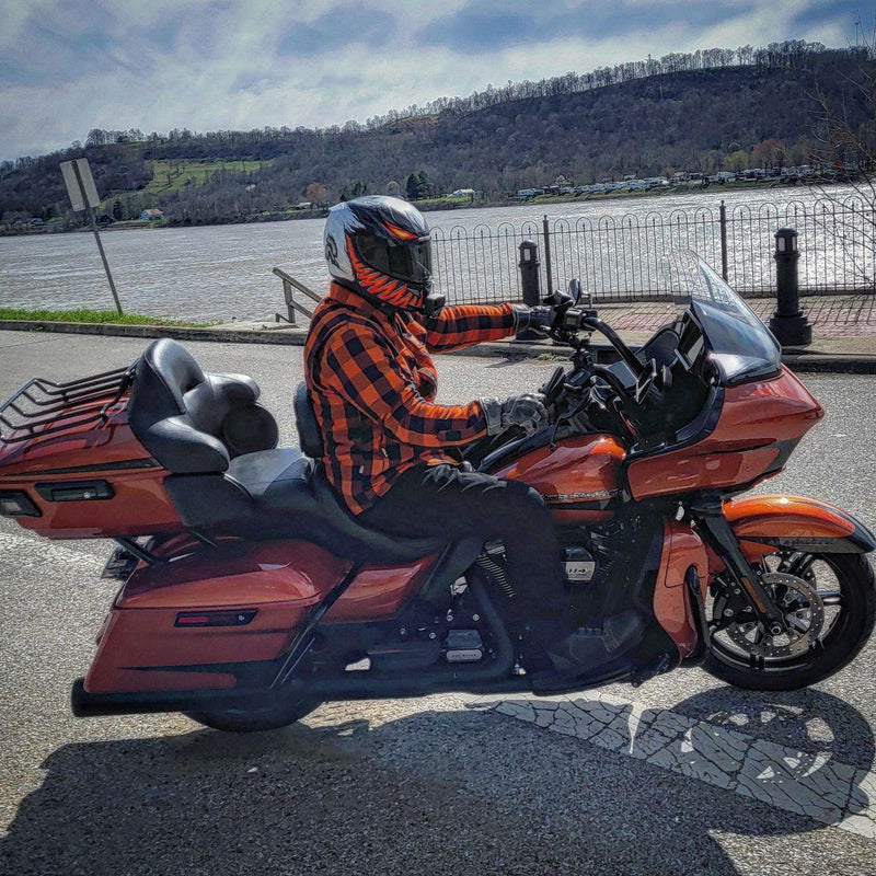 Load image into Gallery viewer, Protective Flannel Shirt - Orange and Black Checkered
