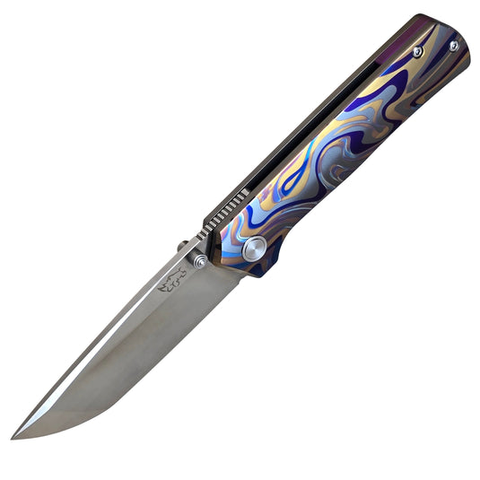MUCITUP Rift Ti Titanium Folding Knife 14C28N Front Flipper EDC 7.25"