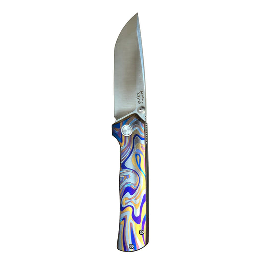 MUCITUP Rift Ti Titanium Folding Knife 14C28N Front Flipper EDC 7.25"