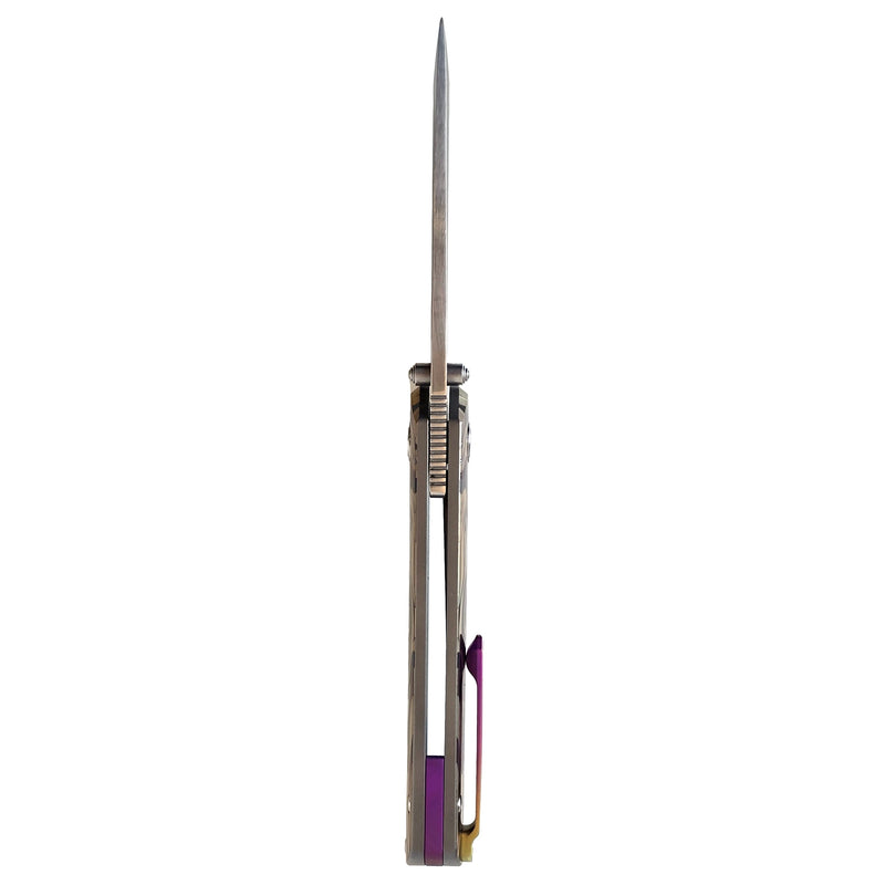 Load image into Gallery viewer, MUCITUP Rift Ti Titanium Folding Knife 14C28N Front Flipper EDC 7.25"
