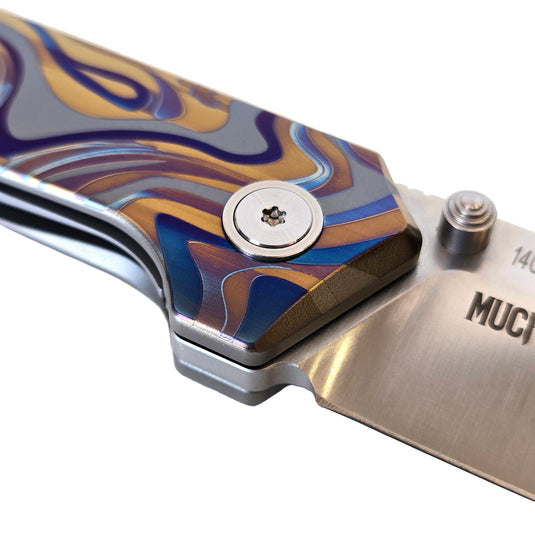 MUCITUP Rift Ti Titanium Folding Knife 14C28N Front Flipper EDC 7.25"