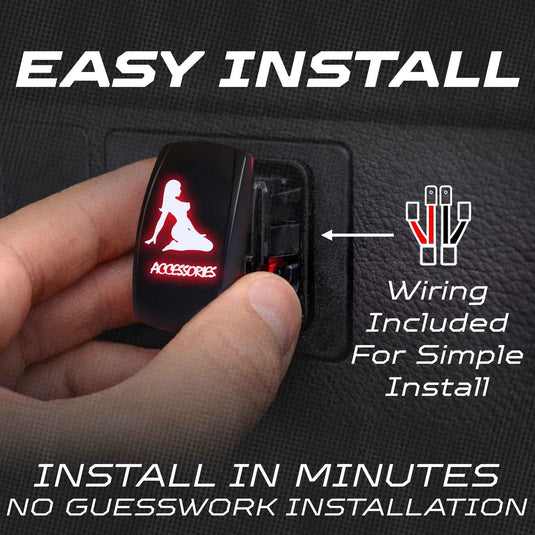 Waterproof Funny Rocker Switch 12v ON/Off, LED Backlit with Etched Design w/Toggle Switch 12v - UTV, Auto, Boat 20A Variation