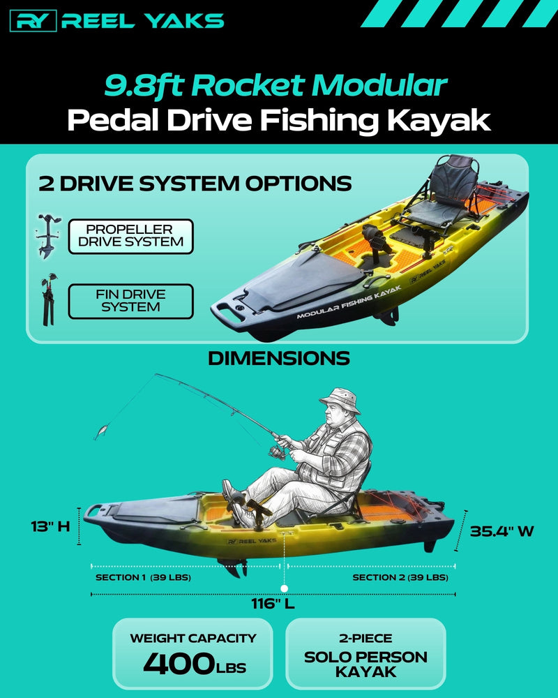 Load image into Gallery viewer, Rocket 9.8ft Propeller Drive Modular Fishing Kayak
