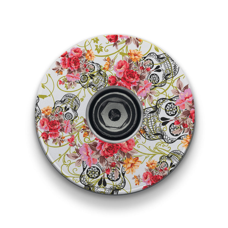 Load image into Gallery viewer, Roses &amp; Sugar Skull Goth Custom Bicycle Headset Cap
