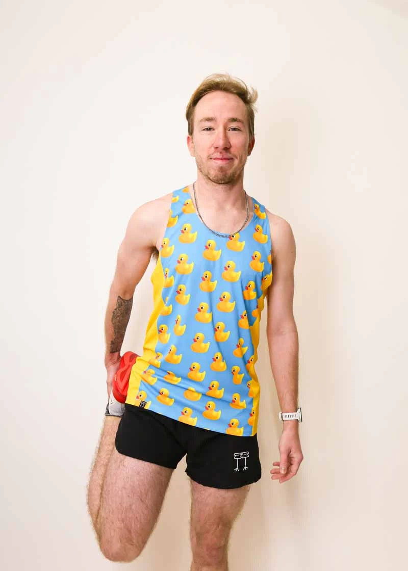 Load image into Gallery viewer, Men&#39;s Rubber Ducky Performance Singlet (Blue)
