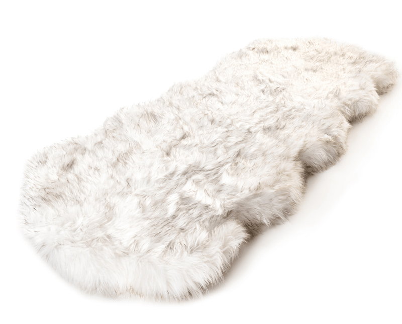 Load image into Gallery viewer, PupRug® Runner Faux Fur Memory Foam Dog Bed - Curve White with Brown Accents
