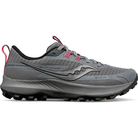 Women's Saucony Peregrine 13 GTX, Gravel/Black, 7 B Medium - Skoutley Outdoors LLC