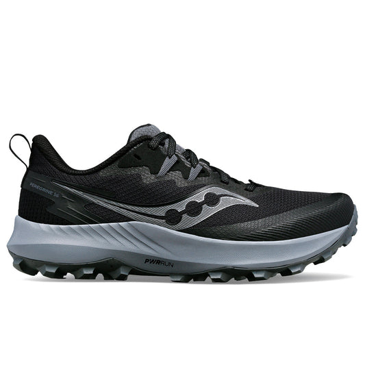 Women's Saucony Peregrine 14, Black/Carbon, 9 B Medium - Skoutley Outdoors LLC