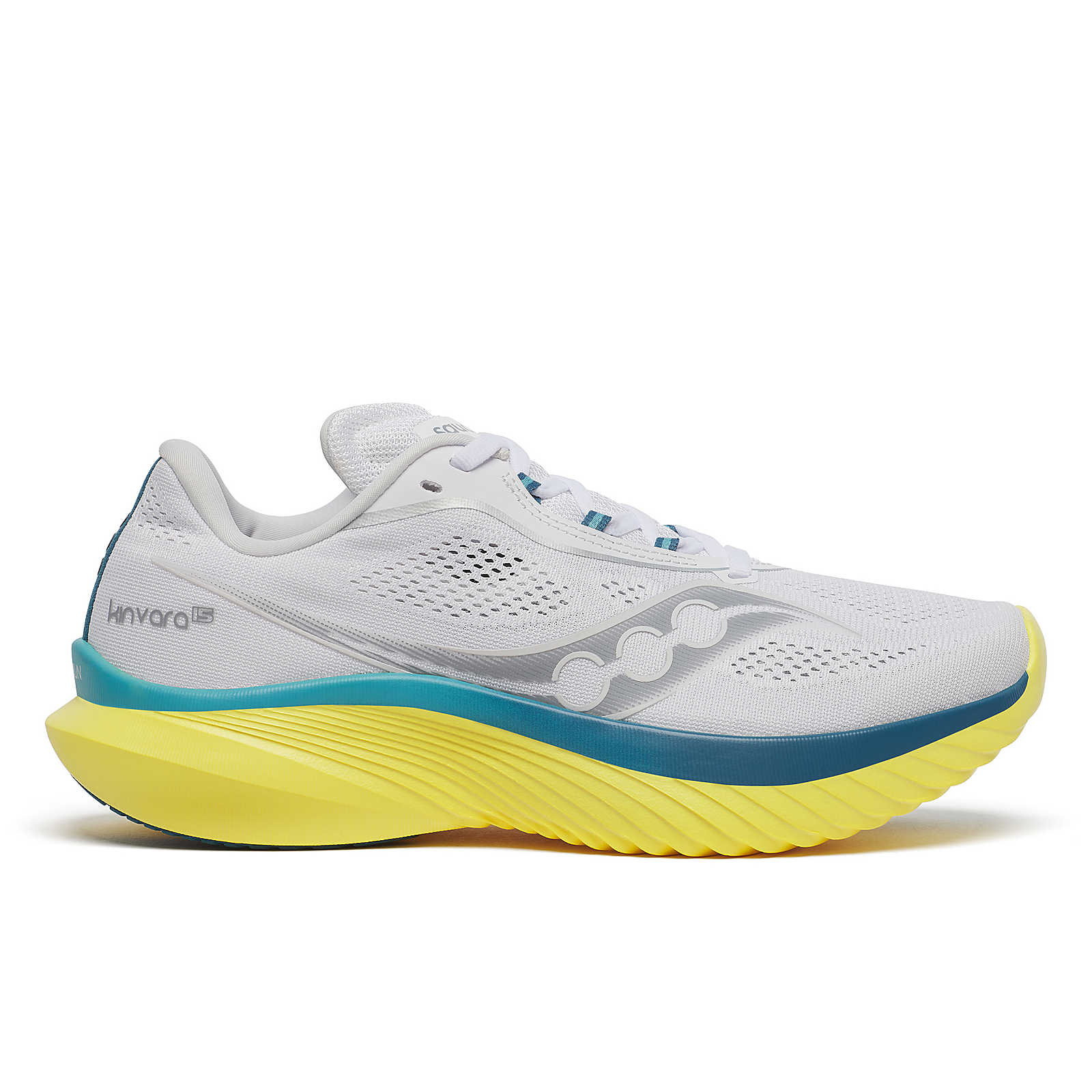 Women's Saucony Kinvara 15, White/Finch, 6.5 B Medium - Skoutley Outdoors LLC