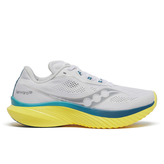 Women's Saucony Kinvara 15, White/Finch, 6.5 B Medium - Skoutley Outdoors LLC