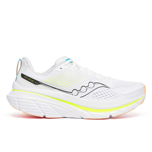 Men's Saucony Guide 17, White/Black, 12.5 D Medium - Skoutley Outdoors LLC