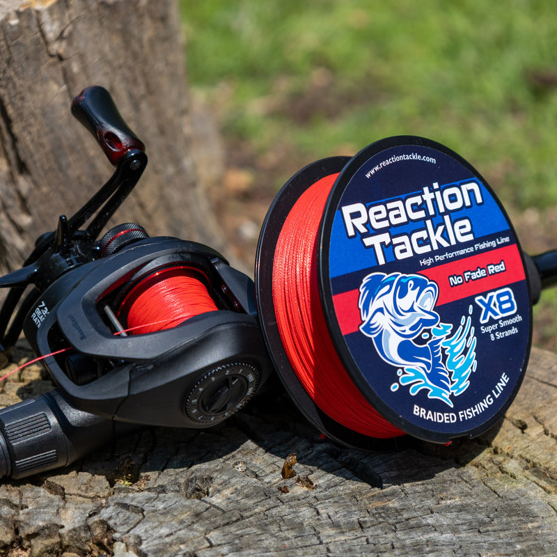 Load image into Gallery viewer, Reaction Tackle X8 Braided Fishing Line - NO FADE Red 8 Strand
