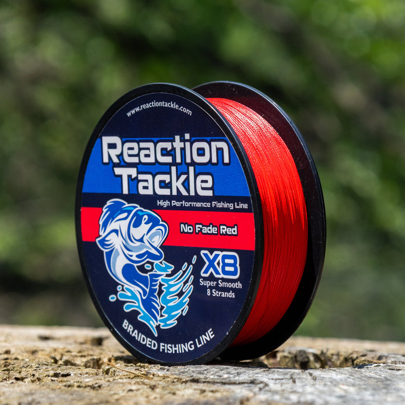 Load image into Gallery viewer, Reaction Tackle X8 Braided Fishing Line - NO FADE Red 8 Strand
