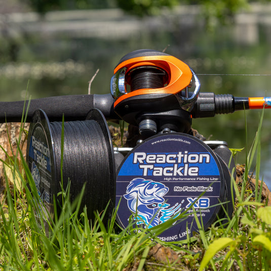Reaction Tackle X8 Braided Fishing Line - NO FADE Black 8 Strand