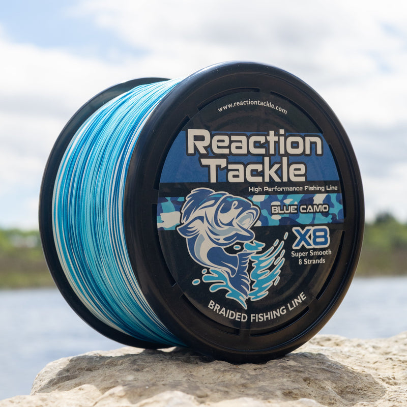 Load image into Gallery viewer, Reaction Tackle X8 Braided Fishing Line - Blue Camo 8 Strand
