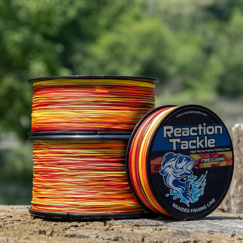Load image into Gallery viewer, Reaction Tackle Braided Fishing Line - Fire Camo
