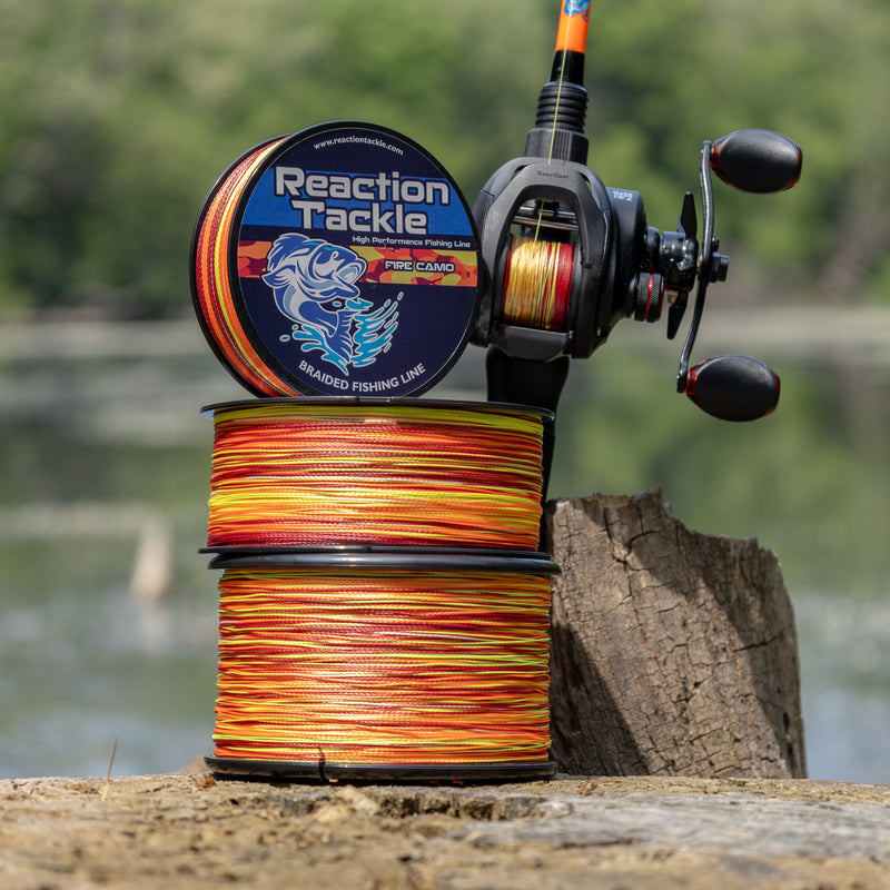 Load image into Gallery viewer, Reaction Tackle Braided Fishing Line - Fire Camo
