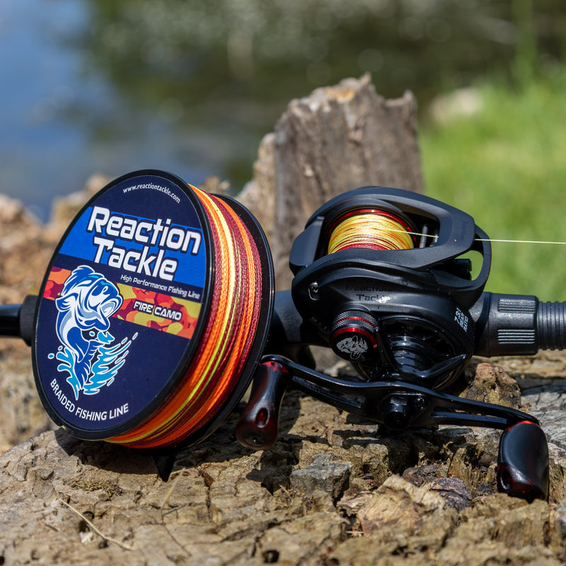 Load image into Gallery viewer, Reaction Tackle Braided Fishing Line - Fire Camo
