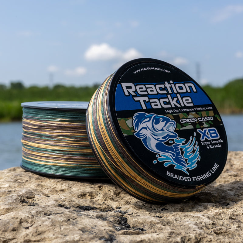 Load image into Gallery viewer, Reaction Tackle X8 Braided Fishing Line - Green Camo 8 Strand
