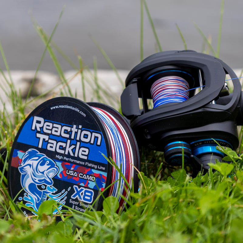 Load image into Gallery viewer, Reaction Tackle X8 Braided Fishing Line - USA Camo 8 Strand
