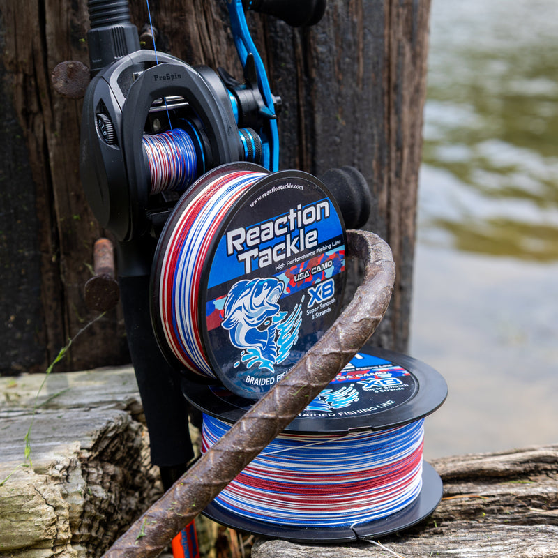 Load image into Gallery viewer, Reaction Tackle X8 Braided Fishing Line - USA Camo 8 Strand

