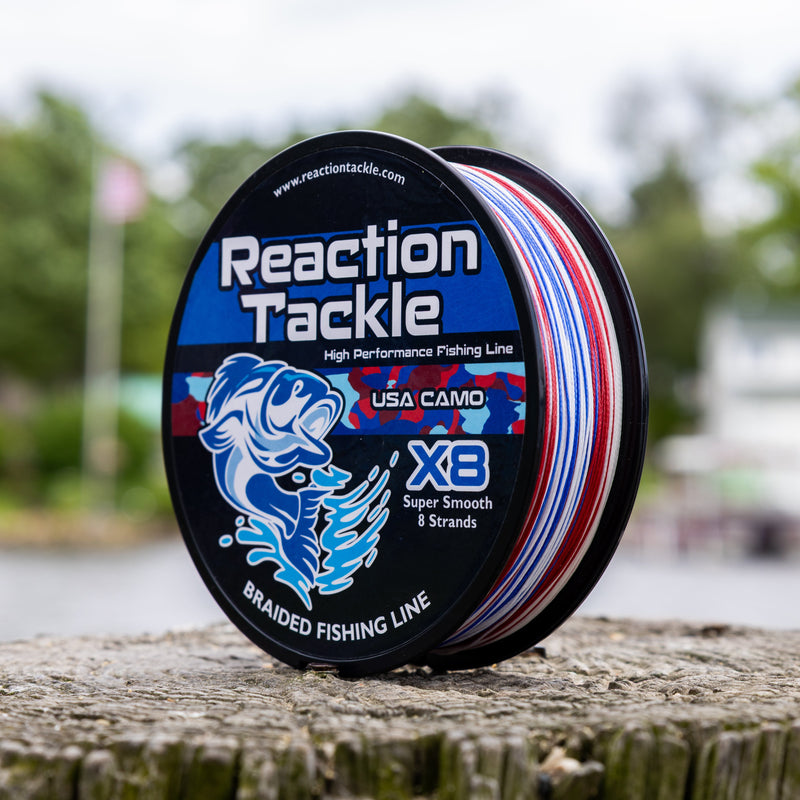 Load image into Gallery viewer, Reaction Tackle X8 Braided Fishing Line - USA Camo 8 Strand
