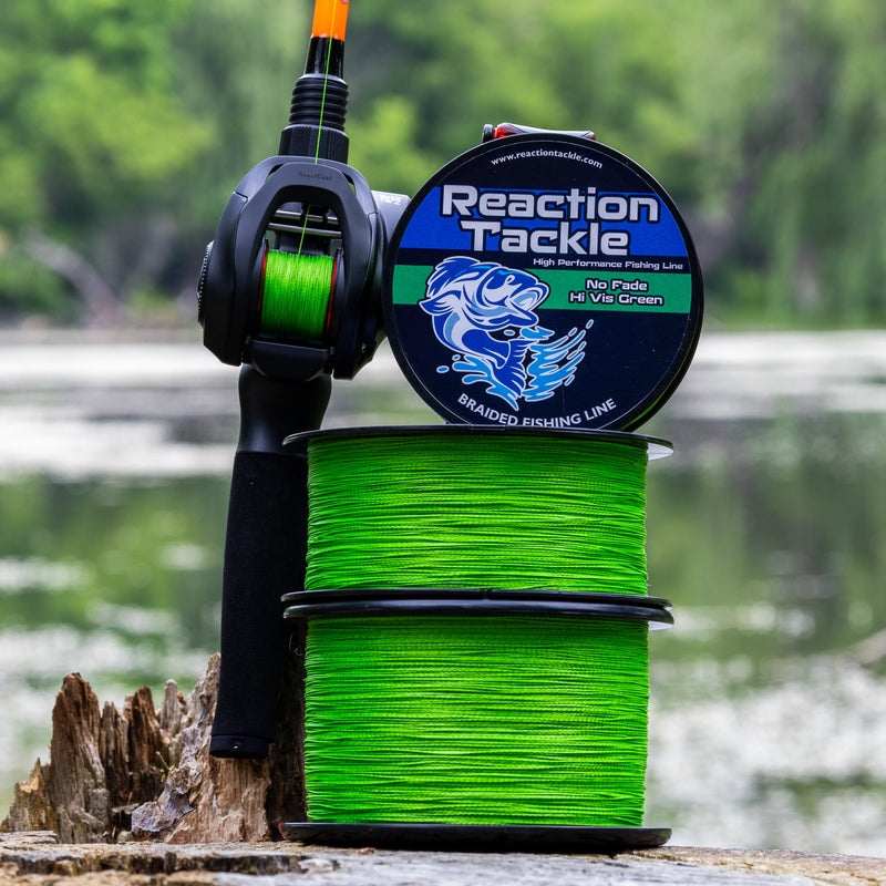 Load image into Gallery viewer, Reaction Tackle Braided Fishing Line - NO FADE Hi Vis Green
