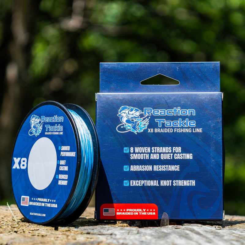 Load image into Gallery viewer, Reaction Tackle BRAIDED IN THE USA Fishing Line- X8
