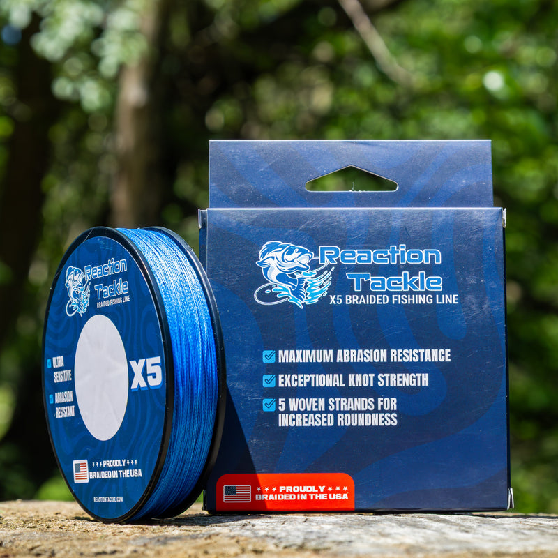 Load image into Gallery viewer, Reaction Tackle BRAIDED IN THE USA Fishing Line- X5
