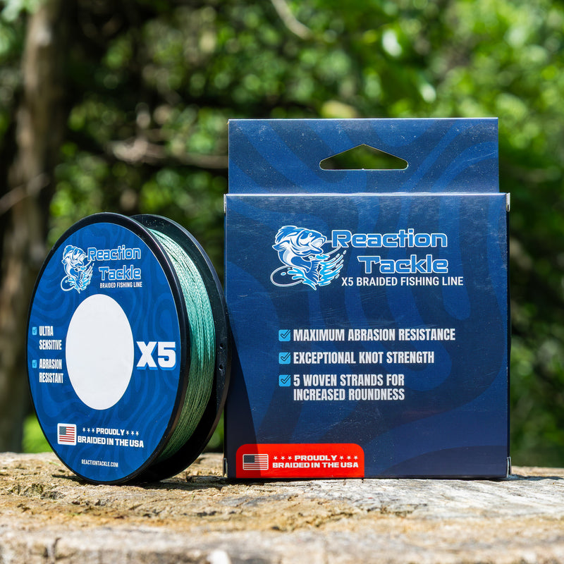 Load image into Gallery viewer, Reaction Tackle BRAIDED IN THE USA Fishing Line- X5
