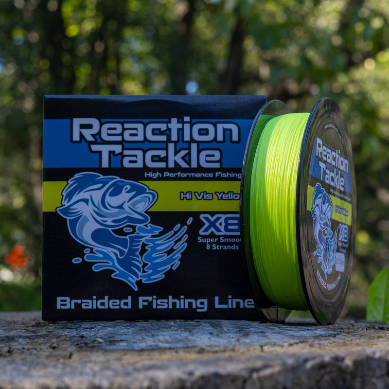 Load image into Gallery viewer, Reaction Tackle X8 Braided Fishing Line - Hi Vis Yellow 8 Strand

