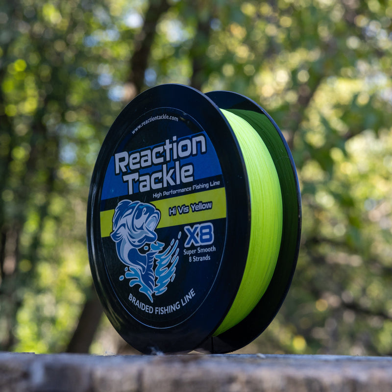 Load image into Gallery viewer, Reaction Tackle X8 Braided Fishing Line - Hi Vis Yellow 8 Strand
